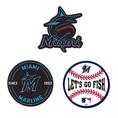 WinCraft  Miami Marlins 3-Pack Premium Fridge Magnet Set