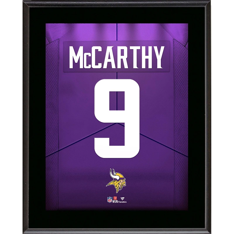 J.J. McCarthy Minnesota Vikings Autographed 10.5" x 13" Jersey Number Sublimated Player Plaque