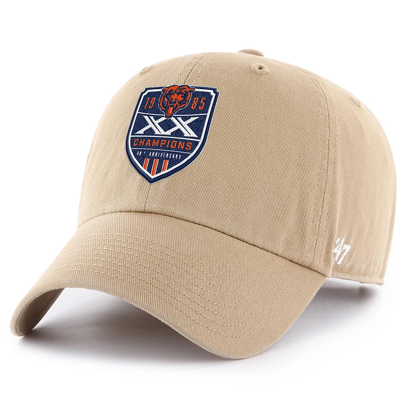 Men's '47 Khaki Chicago Bears Super Bowl XX 40th Anniversary Clean Up Adjustable Hat