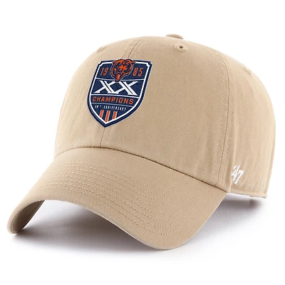 Men's '47 Khaki Chicago Bears Super Bowl XX 40th Anniversary Clean Up Adjustable Hat