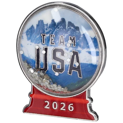 Team USA 2026 Winter Olympics Snow Globe with Glitter Snow Lapel Pin