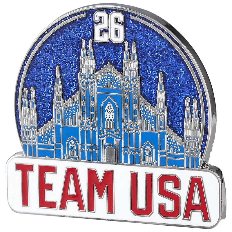 Team USA 2026 Winter Olympics Milano Cortina Duomo Night Glitter Lapel Pin