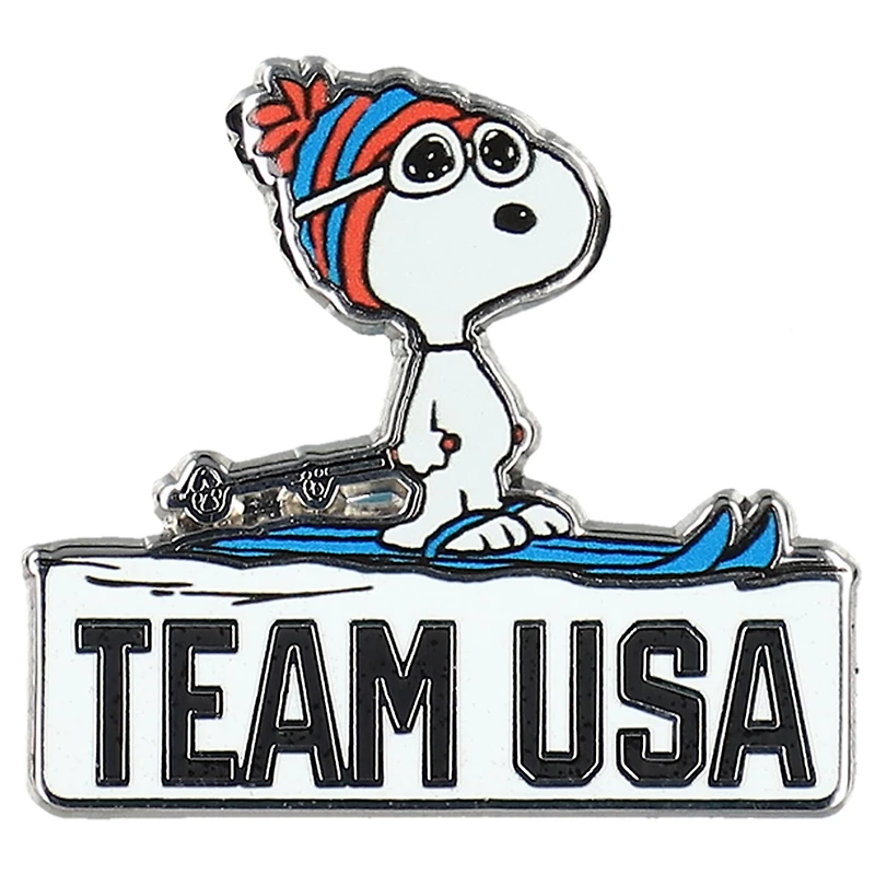 Team USA Peanuts Snoopy Skiing Pin