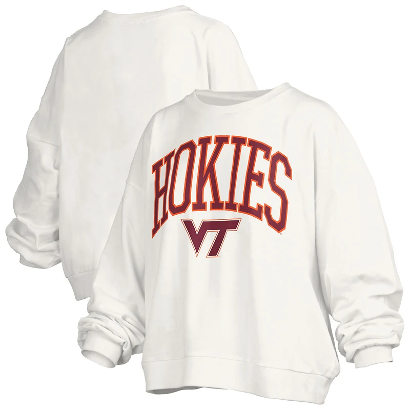 Women's Pressbox  White Virginia Tech Hokies Janise Fleece Sweatshirt