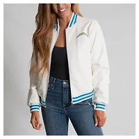 Women's Cuce White Los Angeles Chargers Vegan Leather Full-Zip Jacket