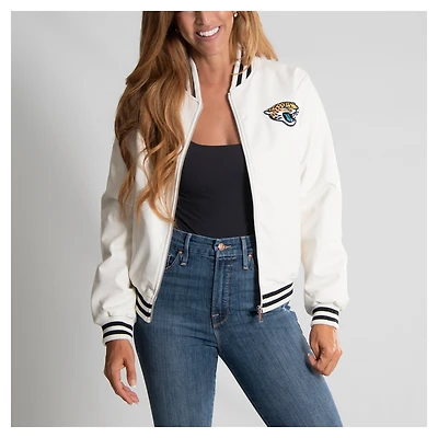 Women's Cuce White Jacksonville Jaguars Vegan Leather Full-Zip Jacket