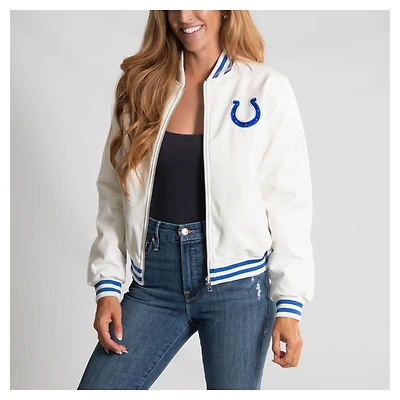 Women's Cuce White Indianapolis Colts Vegan Leather Full-Zip Jacket