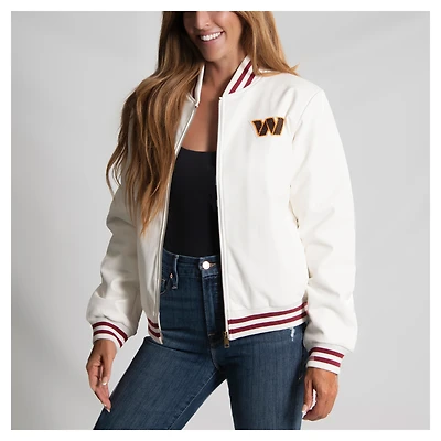 Women's Cuce White Washington Commanders Vegan Leather Full-Zip Jacket