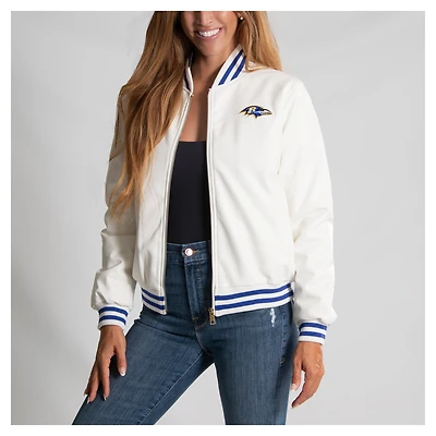 Women's Cuce White Baltimore Ravens Vegan Leather Full-Zip Jacket