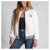 Women's Cuce White Minnesota Vikings Vegan Leather Full-Zip Jacket
