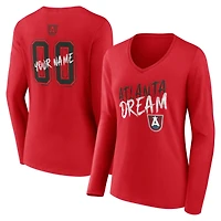 Women's Red Atlanta Dream Hustle Custom Long Sleeve V-Neck T-Shirt