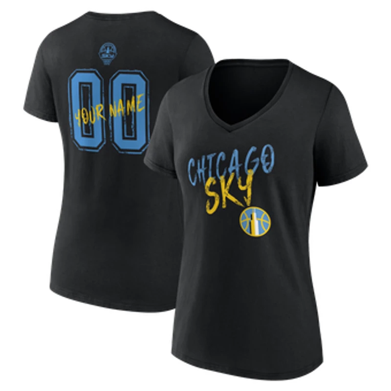 Women's Black Chicago Sky Hustle Custom V-Neck T-Shirt