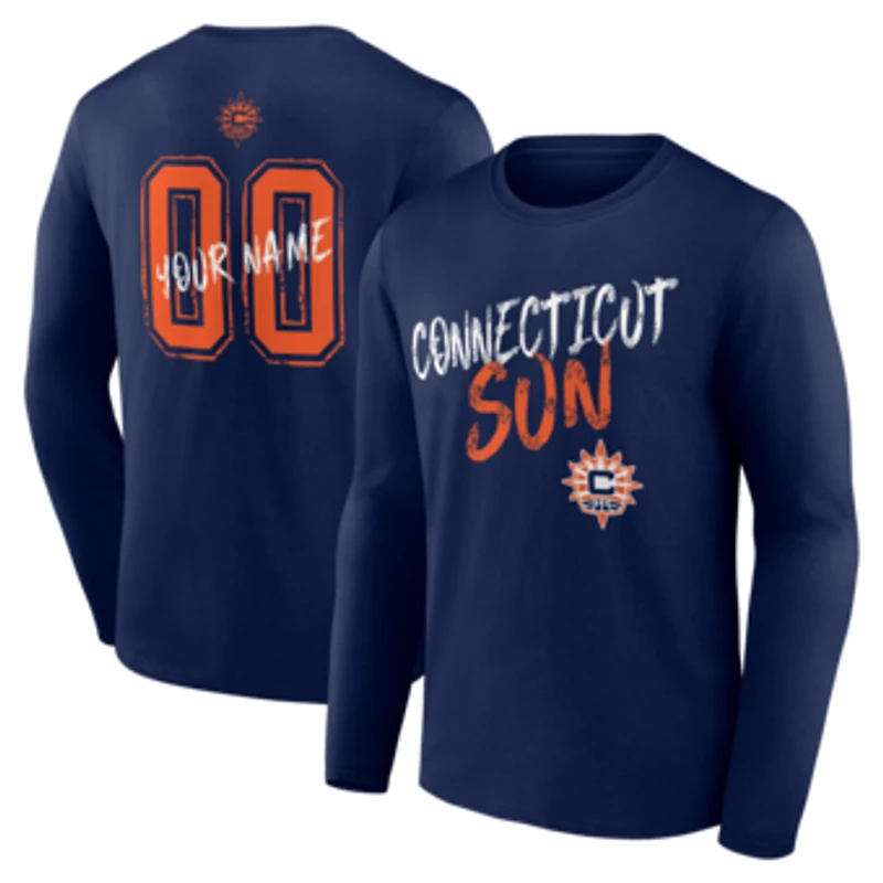 Men's Navy Connecticut Sun Hustle Custom Long Sleeve T-Shirt