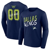 Men's Navy Dallas Wings Hustle Custom Long Sleeve T-Shirt