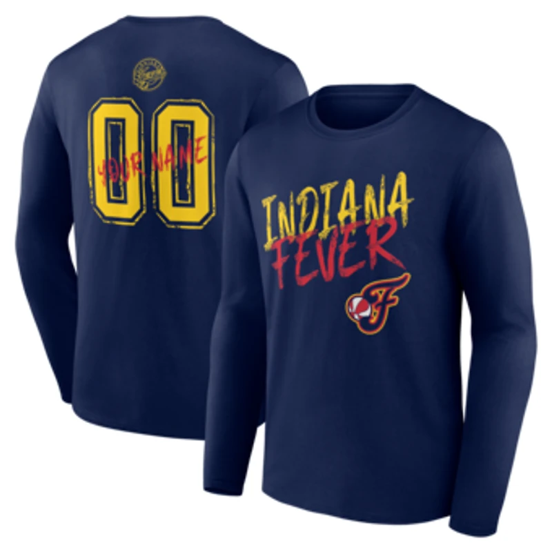 Men's Navy Indiana Fever Hustle Custom Long Sleeve T-Shirt