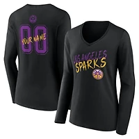Women's Black Los Angeles Sparks Hustle Custom Long Sleeve V-Neck T-Shirt