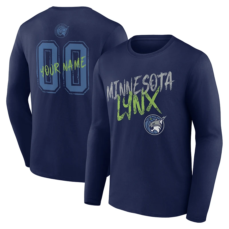 Men's Navy Minnesota Lynx Hustle Custom Long Sleeve T-Shirt