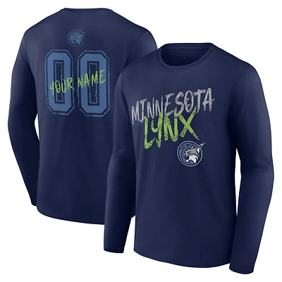 Men's Navy Minnesota Lynx Hustle Custom Long Sleeve T-Shirt