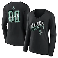 Women's Black New York Liberty Hustle Custom Long Sleeve V-Neck T-Shirt