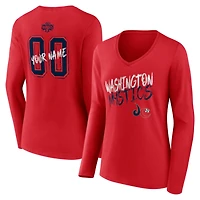 Women's Red Washington Mystics Hustle Custom Long Sleeve V-Neck T-Shirt