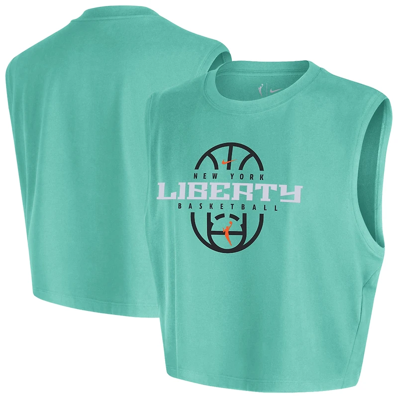 Women's Nike Mint New York Liberty 2026 Authentic On-Court Sleeveless Cropped T-Shirt