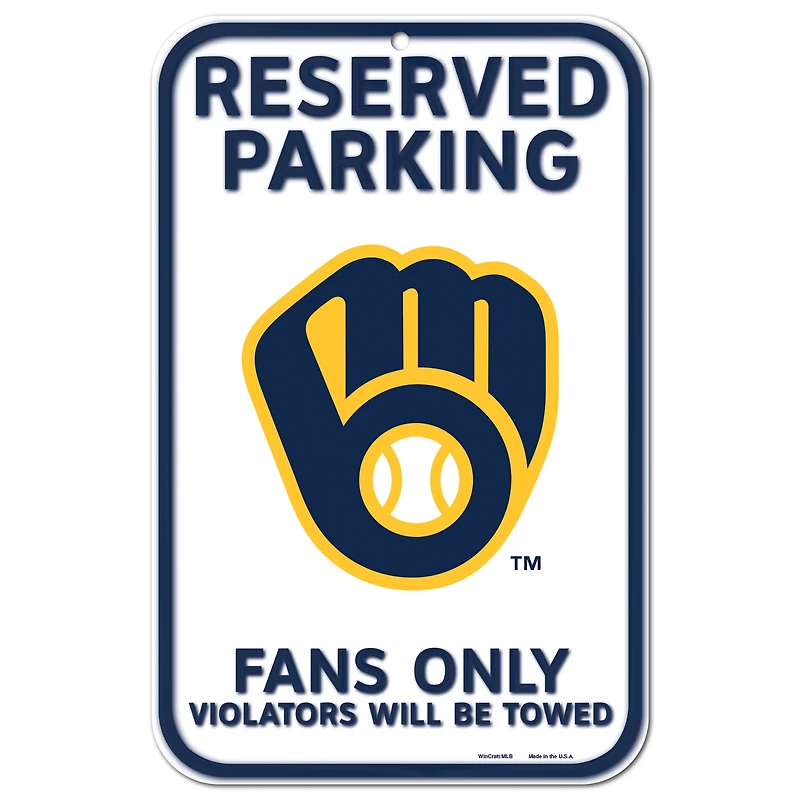 WinCraft Milwaukee Brewers 11" x 17" Indoor/Outdoor Reserved Parking Sign