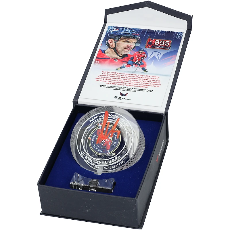 Alexander Ovechkin Washington Capitals Autographed Crystal Puck - Filled with Game-Used Ice from 895th Goal Game