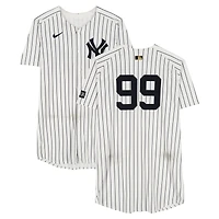Aaron Judge New York Yankees Game-Used #99 White Pinstripe Jersey vs. Minnesota Twins on August 12, 2025 - 1-2, HR, RBI, 2 R