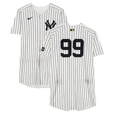 Aaron Judge New York Yankees Game-Used #99 White Pinstripe Jersey vs. Minnesota Twins on August 12, 2025 - 1-2, HR, RBI, 2 R