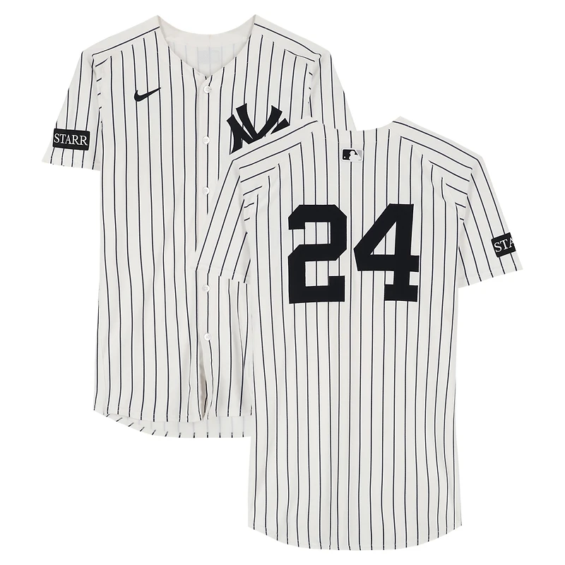 Jasson Domínguez New York Yankees Game-Used #24 White Pinstripe Jersey vs. Minnesota Twins on August 13, 2025