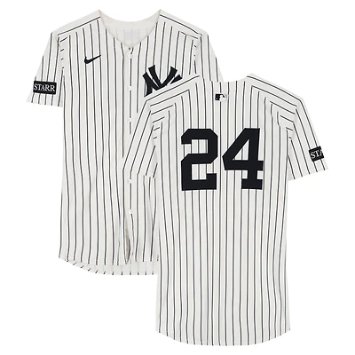 Jasson Domínguez New York Yankees Game-Used #24 White Pinstripe Jersey vs. Minnesota Twins on August 13, 2025