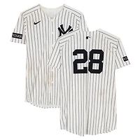 Austin Wells New York Yankees Game-Used #28 White Pinstripe Jersey vs. Minnesota Twins on August 13, 2025