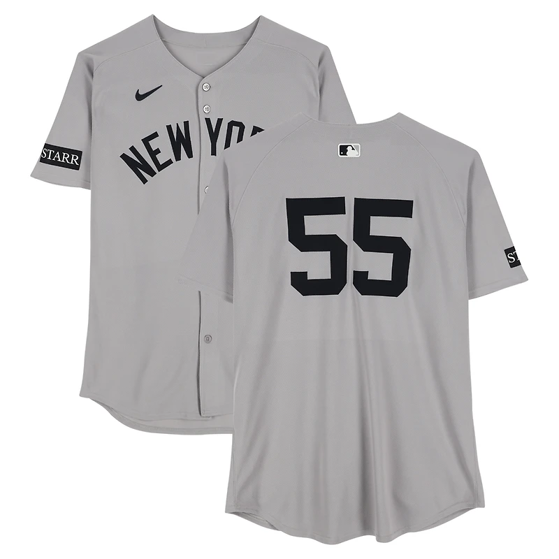 Carlos Rodón New York Yankees Game-Used #55 Gray Jersey vs. Texas Rangers on August 6, 2025