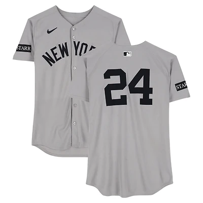 Jasson Domínguez New York Yankees Game-Used #24 Gray Jersey vs. Texas Rangers on August 6, 2025