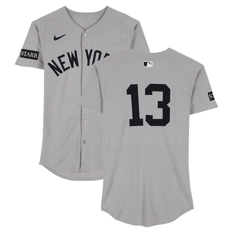 Jazz Chisholm Jr. New York Yankees Game-Used #13 Gray Jersey vs. Texas Rangers on August 6, 2025
