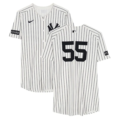 Carlos Rodón New York Yankees Game-Used #55 White Pinstripe Jersey vs. Minnesota Twins on August 12, 2025 - 7 IP, ER, 5 K, W