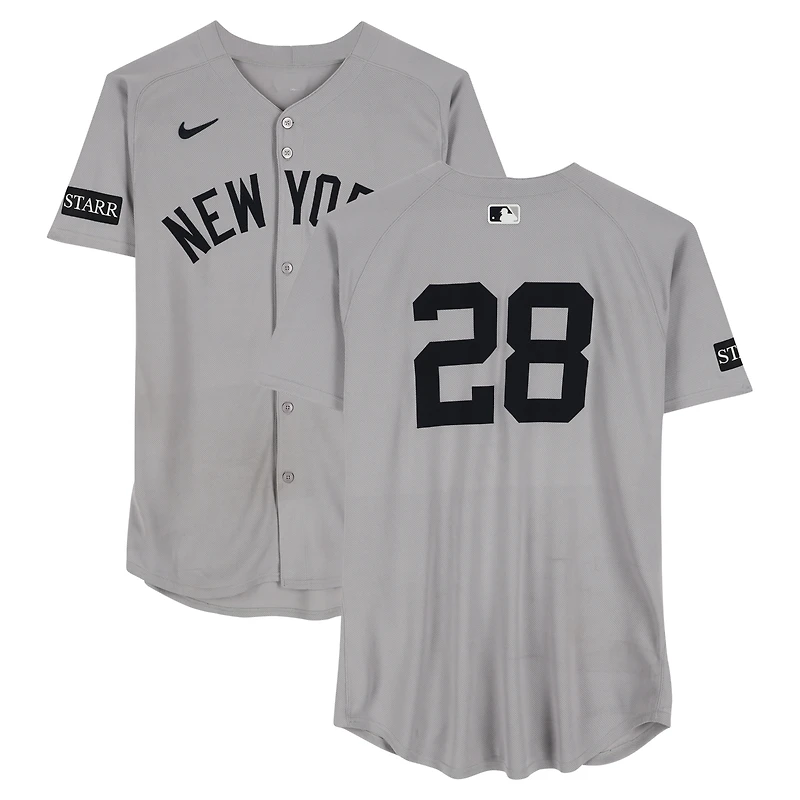 Austin Wells New York Yankees Game-Used #28 Gray Jersey vs. Texas Rangers on August 6, 2025