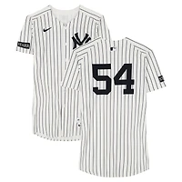 Max Fried New York Yankees Game-Used #54 White Pinstripe Jersey vs. Houston Astros on August 10, 2025