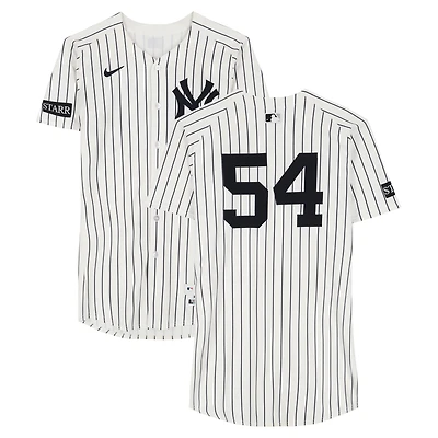 Max Fried New York Yankees Game-Used #54 White Pinstripe Jersey vs. Houston Astros on August 10, 2025