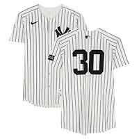 Luke Weaver New York Yankees Player-Worn #30 White Pinstripe Jersey vs. Minnesota Twins on August 13, 2025