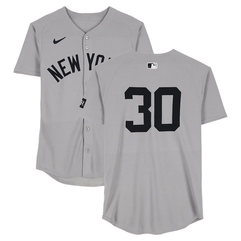 Luke Weaver New York Yankees Player-Worn #30 Gray Jersey vs. Texas Rangers on August 6, 2025