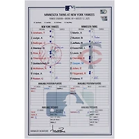 New York Yankees Game-Used Lineup Card vs. Minnesota Twins on August 12, 2025