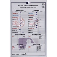 New York Yankees Game-Used Lineup Card vs. Miami Marlins on August 2, 2025