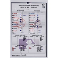 New York Yankees Game-Used Lineup Card vs. Miami Marlins on August 3, 2025