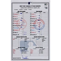 New York Yankees Game-Used Lineup Card vs. Texas Rangers on August 5, 2025