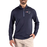 Men's Cutter & Buck Navy New England Patriots Coastline Epic Comfort Recycled Quarter-Zip Pullover