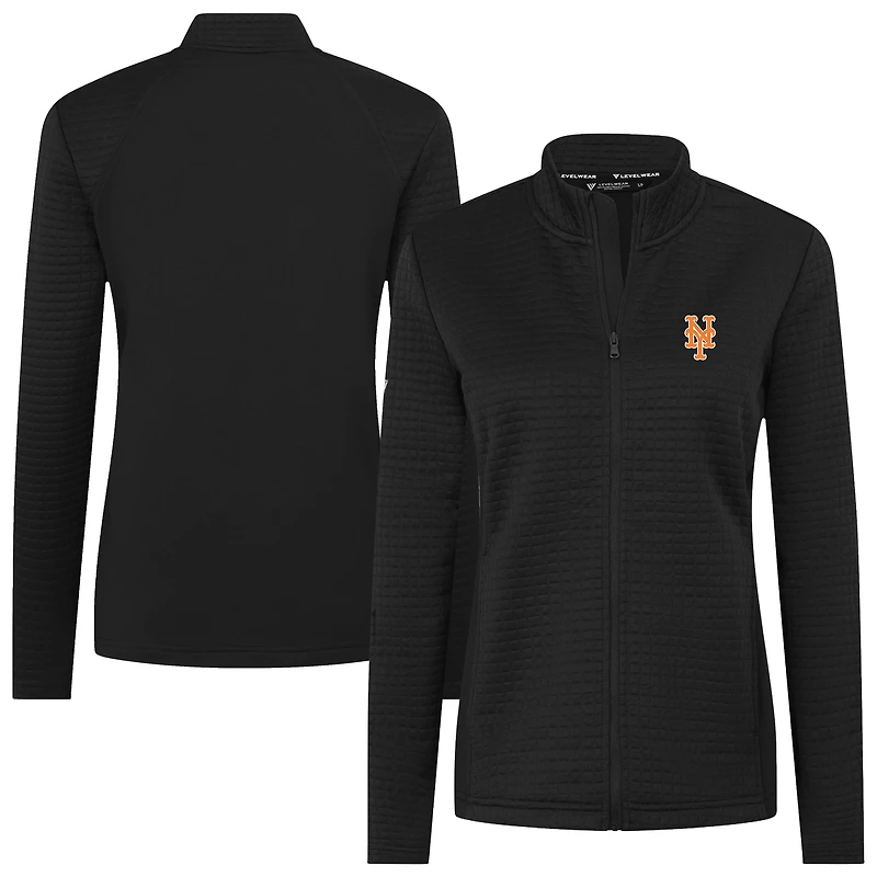 Women's Levelwear Black New York Mets Tailgate Insignia 2.0 Full-Zip Jacket