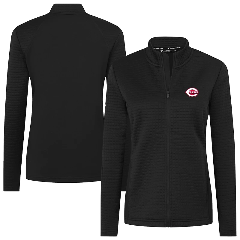 Women's Levelwear Black Cincinnati Reds Tailgate Insignia 2.0 Full-Zip Jacket