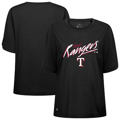 Women's Levelwear Black Texas Rangers Bloom Sizzle T-Shirt