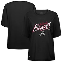 Women's Levelwear Black Atlanta Braves Bloom Sizzle T-Shirt